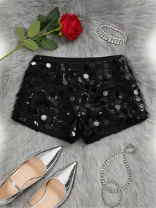 Women's Sequin Elegant Sexy Chic Fashion Shorts, Perfect for Christmas Thanksgiving Party Work Multi-Occasion Wear, Fall & Winter New Arrival, Womenswear
