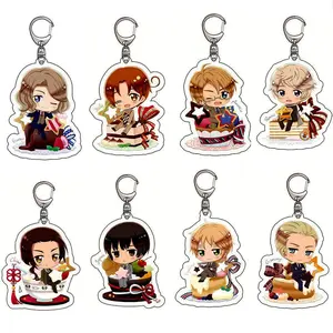 8 Pcs/Set Anime Axis Powers Action Figures KeyChain Feliciano Varga Ludwig Kiku Honda Alfred F. Jones PVC Model Kid Gift Toy