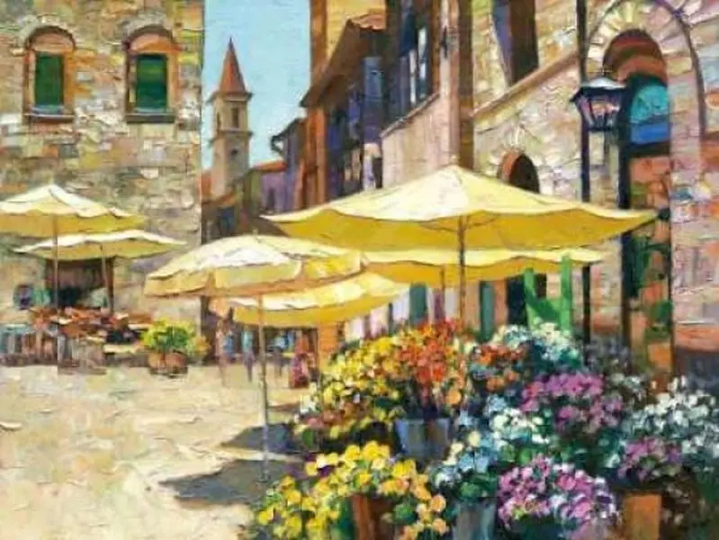212 MAIN Artistic Wall Decor Siena Flower Market Poster Print by Howard Behrens, PDXB2702DSMALL, 9x12 in - Small Image Conscious Home Decor Poster