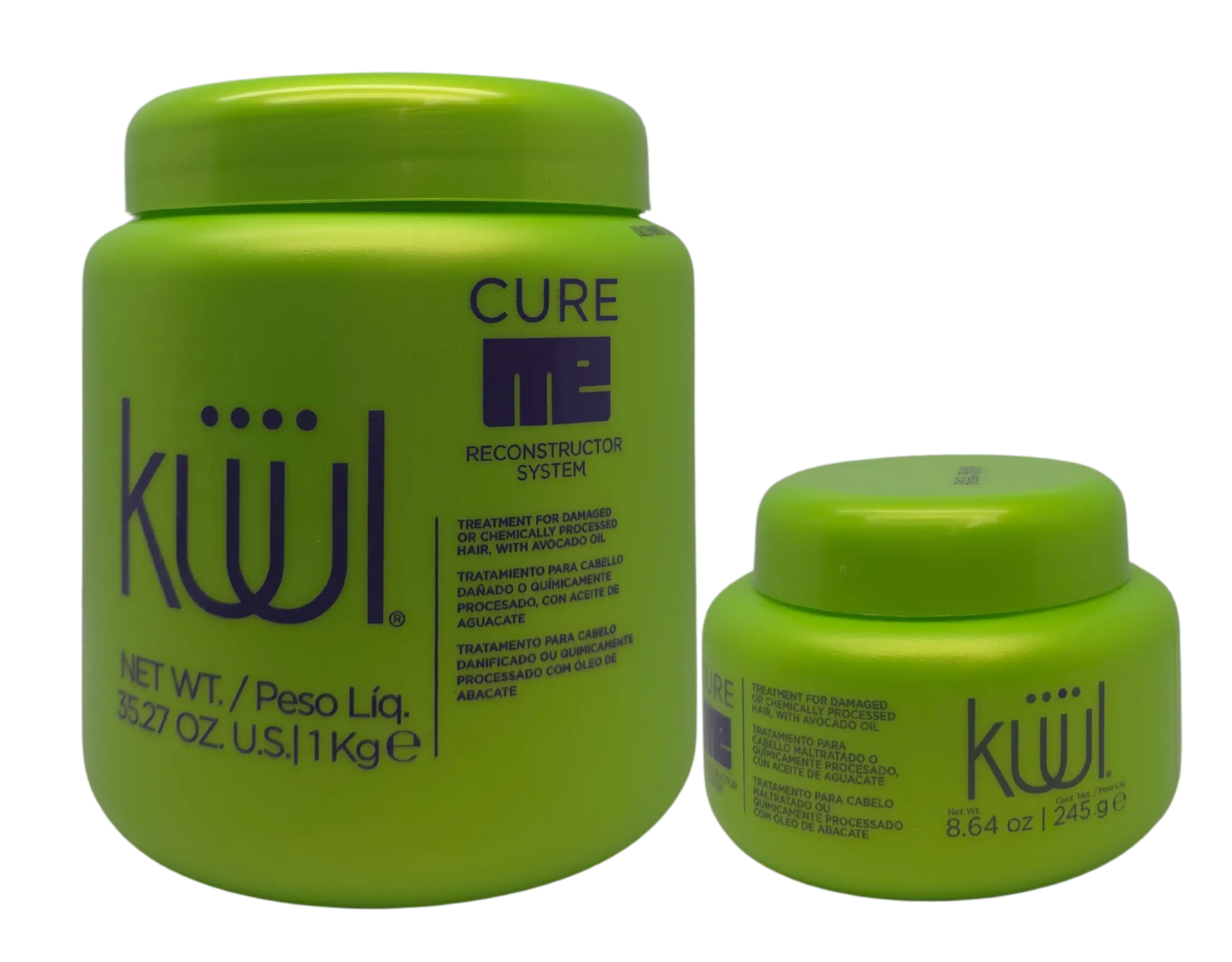 KUUL Cure ME Reconstructor System Deep Conditioner Hair Products - Hydrating Moisturizing Treatment for Dry & Damaged Hair with Avocado Extract, Strengthens Strands & Boosts Youth, 1kg/35.2oz Formula