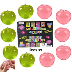 10pcs Apple Playdough Toys, Green&Pink, Slow Rebound Stress Relief, Sensory Toy for Kids & Adults, Perfect for Parties & Classroom Rewards