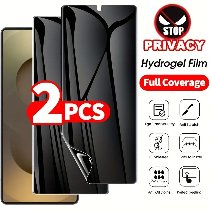 2 pcs Anti Spy Protective Hydrogel Film, Full Coverage, For Samsung Galaxy S26 Ultra S25 FE S24 S23 S22 S21 Ultra Plus S21 FE, A17 A16 A26 A36 A56 A15 A25 A35 A55 Privacy Screen Guard Hydrogel Screen Protector