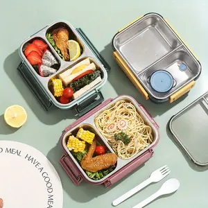 Stainless Steel Insulated Thermal Leakproof Lunch Box with Compartments, Dishwasher Safe, Perfect for Work School Picnic Travel, Durable Bento Box Design Tableware