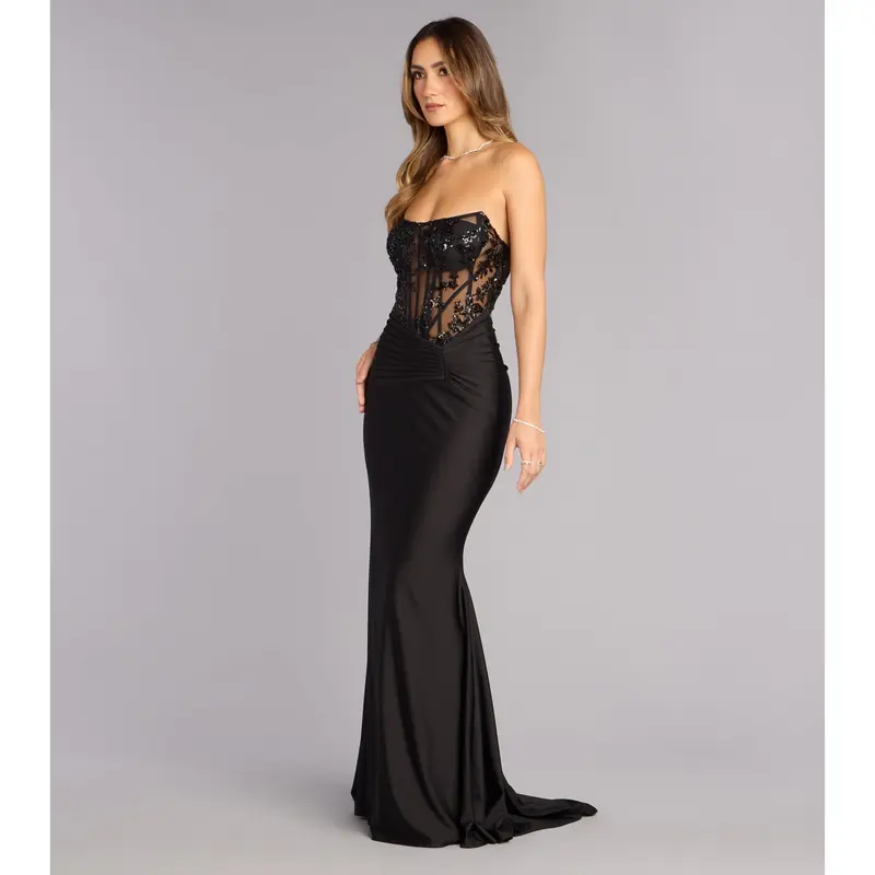 chloe lace up back formal dress - TikTok Shop