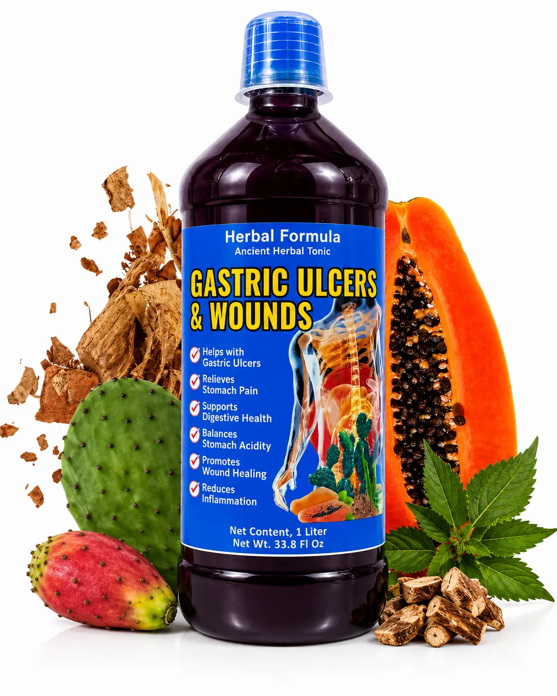 1000ML Organic Dietary Liquid Herbal Supplement - Maguay Tonic with Nopal Cactus, Papaya & Cuachalalate for Digestive Support, Natural Wellness Boost, Earthy, Herbs