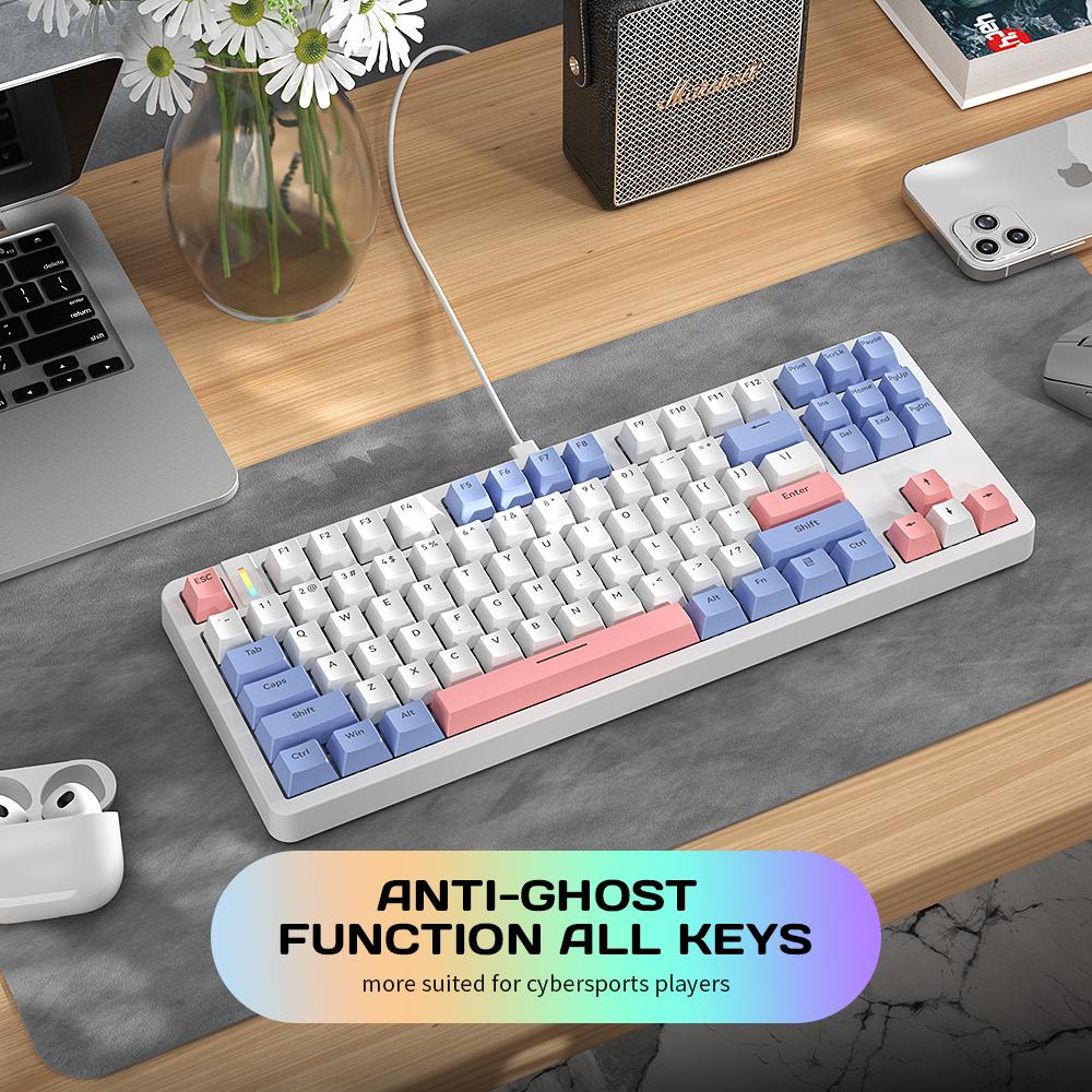 FURYCUBE G87 Side Erosion Glacier Orange Mechanical Creamy Keyboard - Noah Silver Switches, Single Mode White Backlight, Key Set, TKL Office Gaming keyboard with mute switch,Office,Silent,Wired