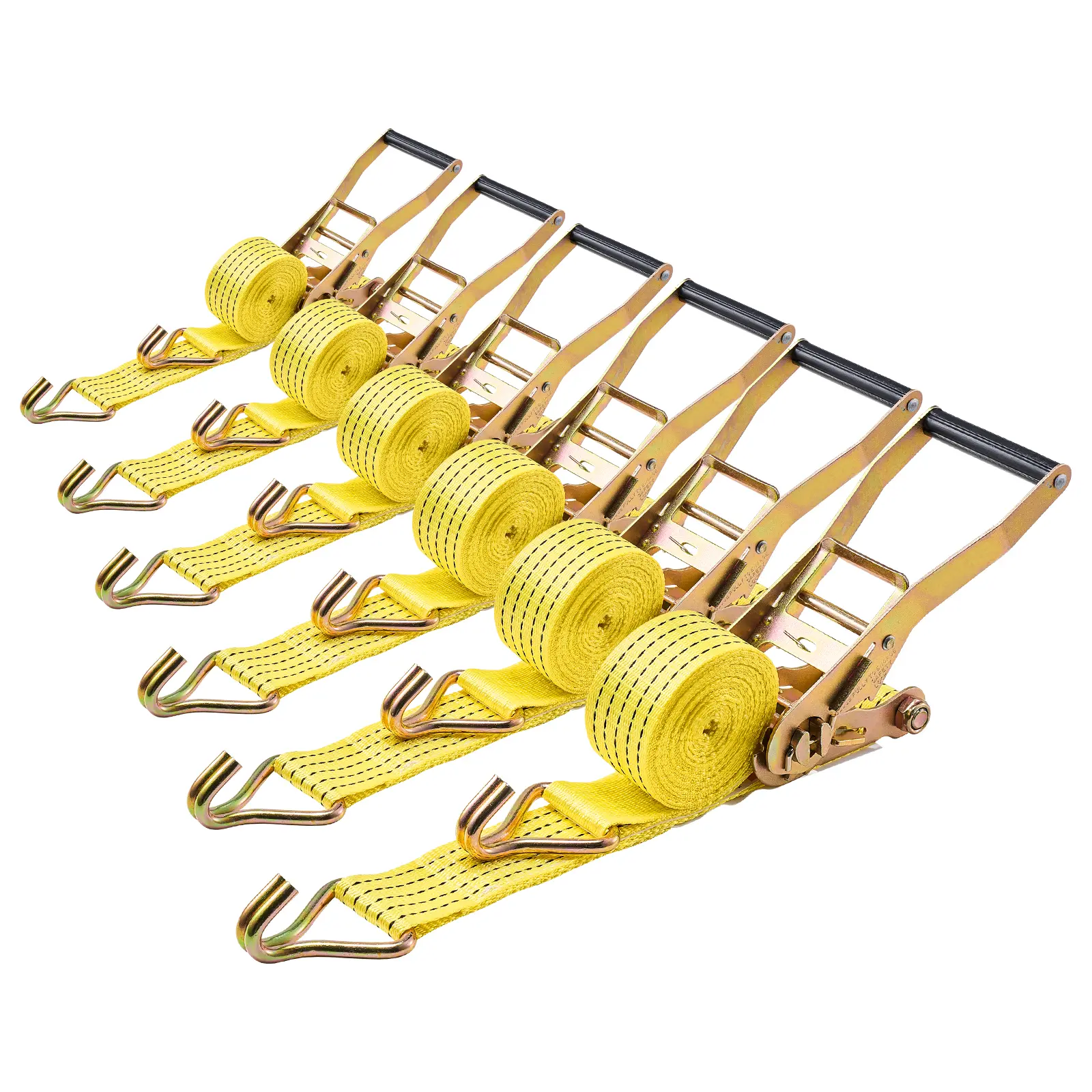 【Summerfinds】VEVOR Heavy Duty Ratchet Straps2 in x 15 ft5000 lbs Break Strength with Double J HooksPortable Storage Bag6 Pack for TrailersMotorcyclesCar Roof, Strap