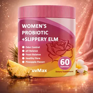 Women’s Feminine Probiotics Gummies – All-in-One Support with Slippery Elm, Prebiotics & Lactobacillus Blend for pH Balance & Intimate Dryness Relief, Hawaiian Pineapple Flavor, 60 Count
