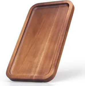 Small Wooden Platters Rectangle Long Charcuterie Boards Acacia Wood Serving Trays Home Decor Cheese Board Cake Appetizer Plates Kitchen Charcuterie Platter for Food Dish Rectangular Dessert Snack Tray Ayiaren