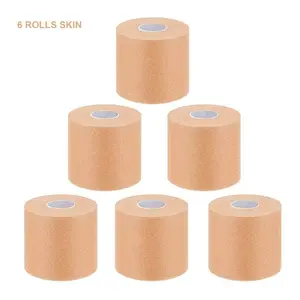 6pcs Foam Bandage Elbow Knee Pads, Breathable Water-Resistant Sports Pre-Wrap, Self-Adhesive Elastic for Athletic Tape