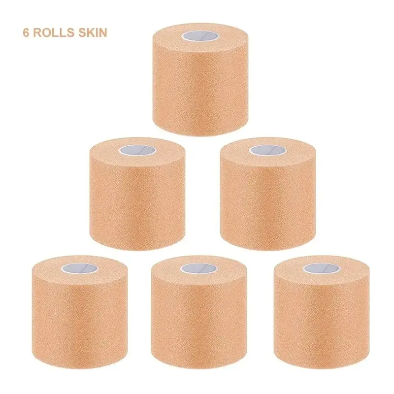 6pcs Foam Bandage Elbow Knee Pads, Breathable Water-Resistant Sports Pre-Wrap, Self-Adhesive Elastic for Athletic Tape