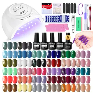 JODSONE 35 PCS  Gel Nail Polish Kit with U V Light Classic Black and White Nude and Blue Purple Gel Polish Set with Manicure Tools Suitable for All Seasons Perfect Gifts for Manicure Lover