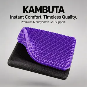 Double-Thick Gel Seat Cushion Honeycomb Breathable Non-Slip Cover 15.75x13.39x1 in Pressure Relief for Office Car Wheelchair Elastic Furniture Protector