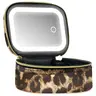 Women's Leopard Print Mini Lighted Make-Up Bag with Built-in Mirror - 3-Level LED, Adjustable Brightness, Battery-Powered, Portable Chic Beauty Storage Solution, Gifts for Adulting Women, Mini Useful Items, Travel Toiletry Organizer