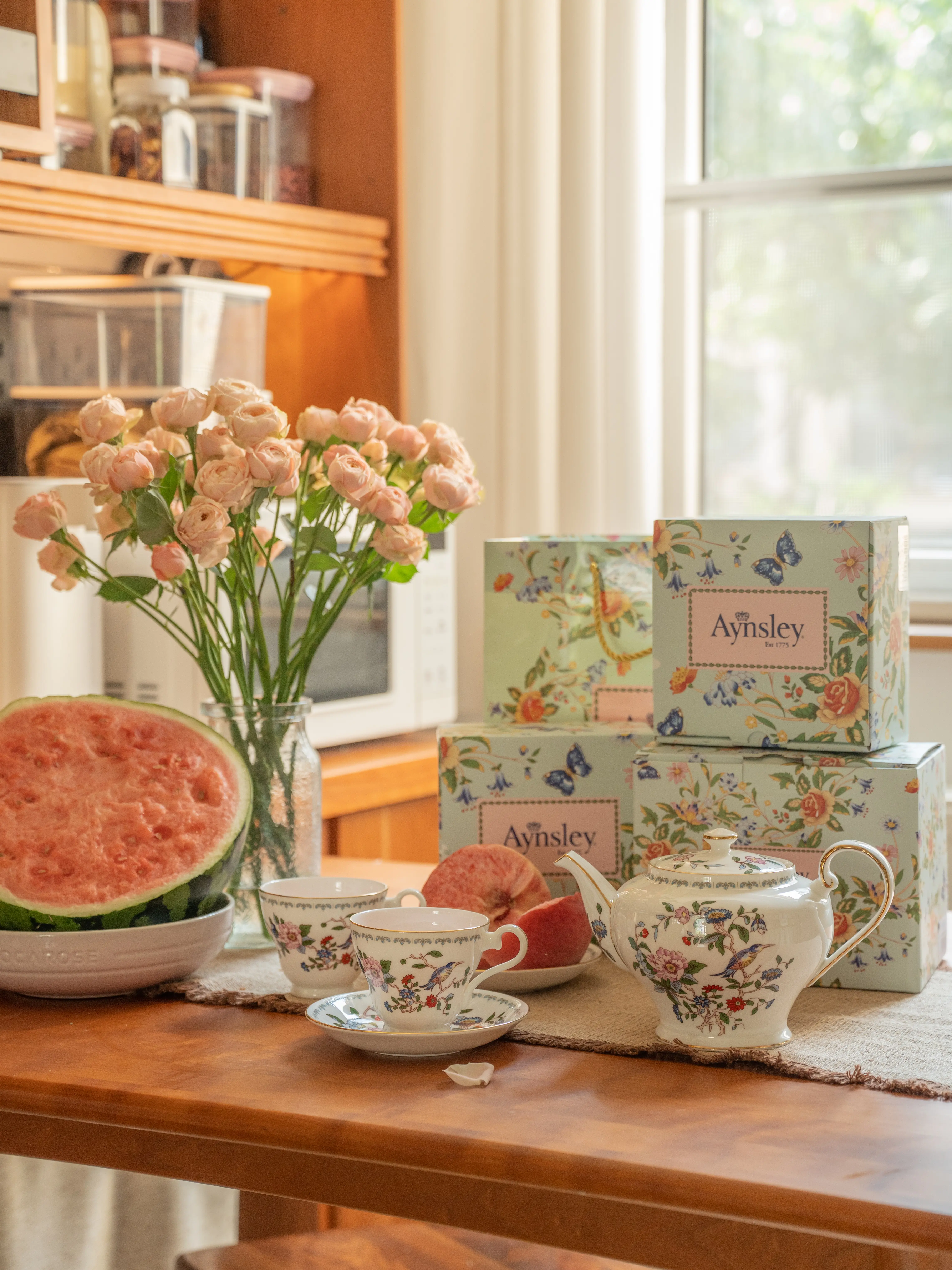 AYNSLEY Pembroke Stratford 5 Pieces Tea Set exquisite afternoon tea for parties Tea, Teapot Set, Tea Cups And Saucers