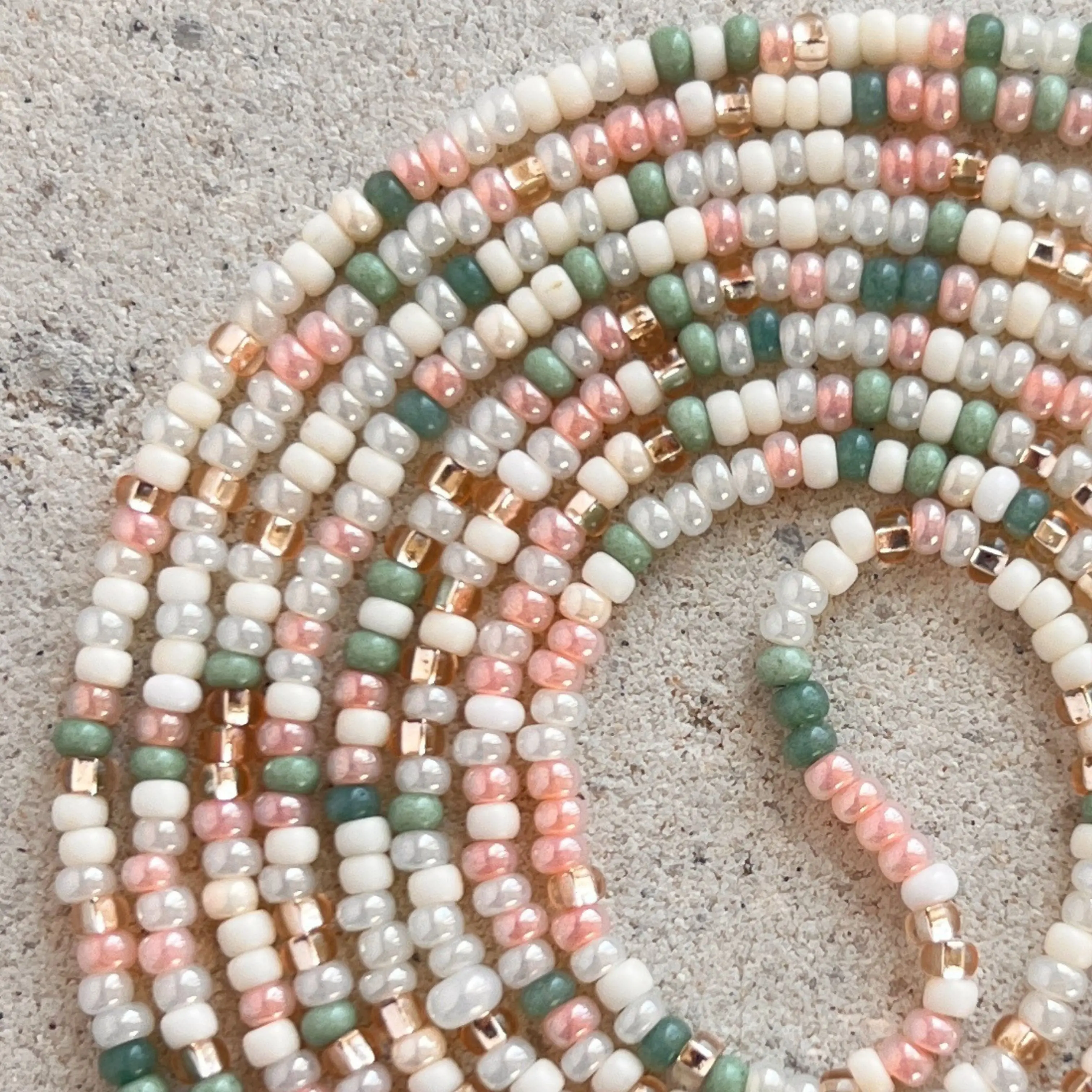 SAKURA - READ DESCRIPTION! - Tie On Waist Beads - 45 to 60 inches Waistbeads - Pink Waistbeads - Made By Venus Waistbeads