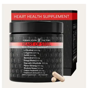 Formulation Factory 10-in-1 Nitric Oxide Blood Flow Supplement | Heart of Steel L-Citrulline 1000mg & L-Arginine + CoQ10, Ginkgo, Resveratrol, Circulation, Energy, Endurance, Pump, 120 Capsules