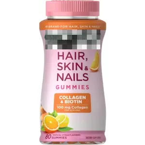 Hair, Skin & Nails Gummies with Biotin & Collagen – Beauty Support for Healthy Glow, Citrus Flavor, 80 Count