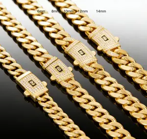 Ginaald 14K Gold Cuban Chain| New "S" Logo Design| Upgraded Waterproof Electroplated| Hip Hop Necklace for Men Women| 6mm-14mm| Perfect Gift