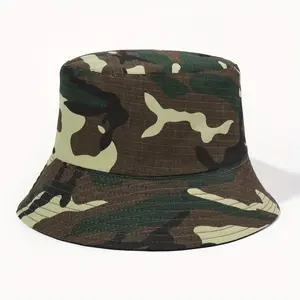 Reversible Camouflage Bucket Hat - Sun Protection, Wide Brim, Green & Brown Camo Pattern, Casual Outdoor Hat for Women, Hand Wash or Dry Clean
