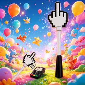 Hardware Made Pixel Hand Pointer Stick, Funny Middle Finger Cursor Non-contact Press Tool, Portable Anti-touch Hardware Gadget for POS, Gas Pump, Lift Buttons, Hilarious Prank Novelty Gift, Durable Daily Sanitary Touch Accessory