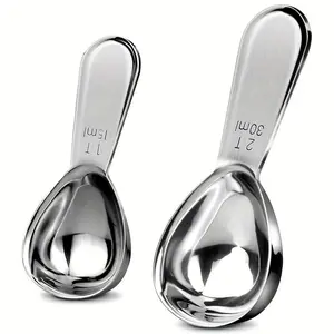 Stainless Steel Measuring Spoon Set, 2 Counts/set Including 15ml & 30ml Spoons, Kitchen Measuring Utensils for Tea Powder, Sugar, Baking Powder