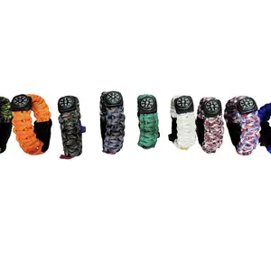 Ultimate 5-in-1 Outdoor Survival Bracelet with Whistle, Compass, Fire Starter & 7-Core Paracord - Waterproof Black Camping Accessory for General Use