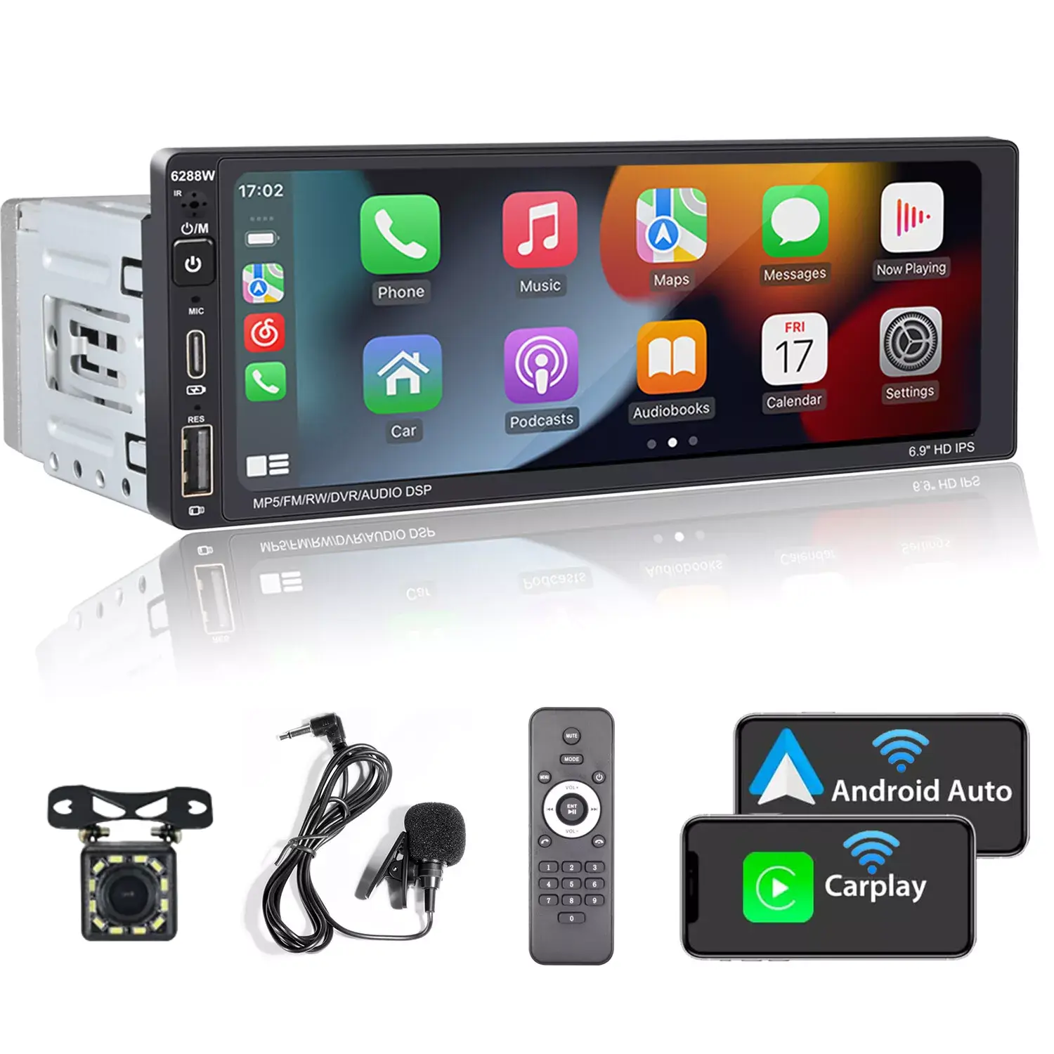7" Wireless Portable Capacitive Touchscreen with Backup Camera/Navigation/Voice Control