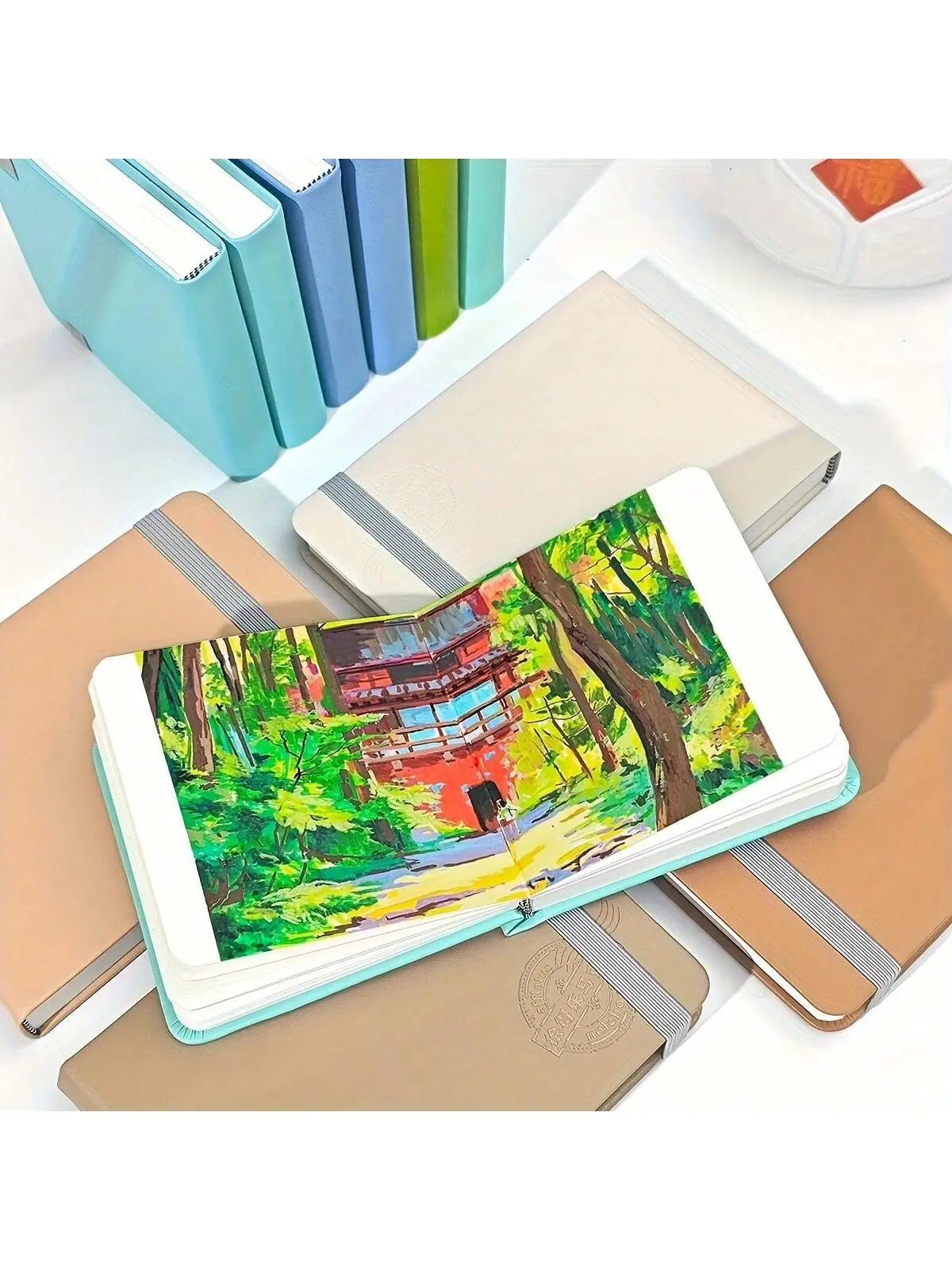 Bohemian Style Pocket Painting Notebook - 5.7x4.13 in Portable Art Drawing Supplies, Matte Faux Leather Cover, Smooth Texture, Boho Chic Aesthetic Home Decor Decoration Accessory, Ideal for Art Journaling
