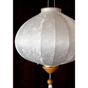 Large White Vietnamese Silk Lantern, Round Shaped