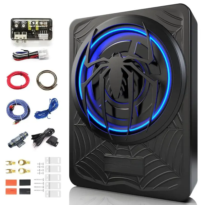 2025 Outdoor Upgraded 10" 1200W SlimUnderSeat Powered Car Subwoofer with Colorful LED AmbientLights,Car/TruckAudio Sub BuiltinAmplifier Outstanding Heat Dissipation, Powe1200 Watt Subwoofer, Slim UnderSeatCar Subwooferand AmplifierSet withAmbientgiftbirth