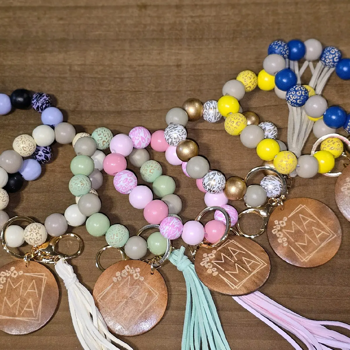 Mama Beaded Keychain Wristlet - Perfect for Organizing Keys