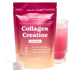 Collagen + Creatine Powder for Women (6g Grass-Fed Bovine Collagen + 3g Creatine Monohydrate) with Biotin, Vitamin E & Zinc Citrate – Hair, Skin, Nails & Lean Muscle Support – Naturally Flavored Mixed Berry - 21 Servings