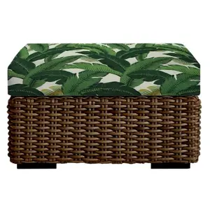 RSH Decor Foam Ottoman Cushion for Patio | Water-Resistant Outdoor Replacement | Swaying Palms Aloe