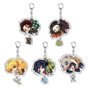 5-pack Demon Slayer Kimetsu no Yaiba Anime Collectible Key Chains - Nezuko Kamado, Tanjiro, Zenitsu, Inosuke, Tomioka (Plastic Material)