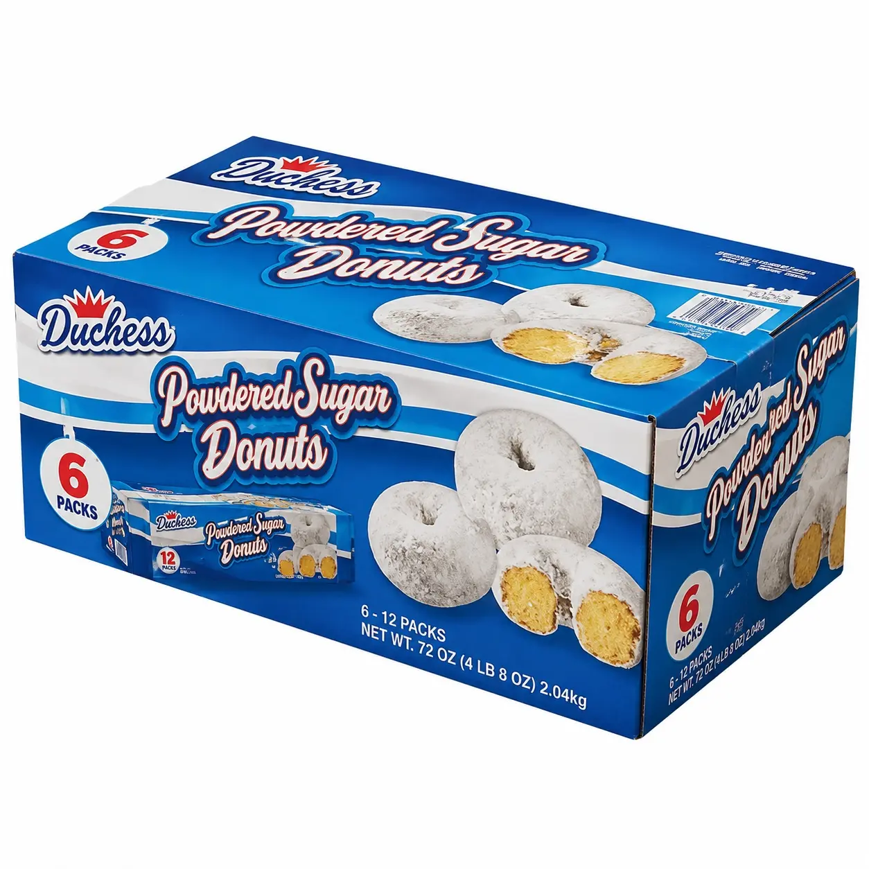Duchess Powdered Sugar Donuts Variety Pack, 6 Individual Packs, Soft Cake Donuts Coated with Sweet Powdered Sugar, Ready-to-Eat Snack Box
