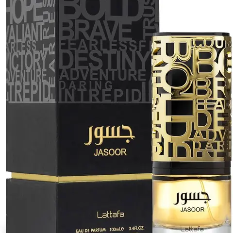 Lattafa Jasoor Unisex Eau de Parfum (EDP) - 3.4 oz/100ml Premium Long-Lasting Arabic-Inspired Aromatic Woody Fragrance, Boxed Selfcare Signature Perfume Cologne for Adults with Spice-Bergamot Hit, Cinnamon, Leather, Tonka, Lavender, Amber, Vetiver Notes