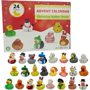 4E's Novelty Christmas Advent Calendar 2024 – 24 Christmas Rubber Ducks for a Fun Countdown!