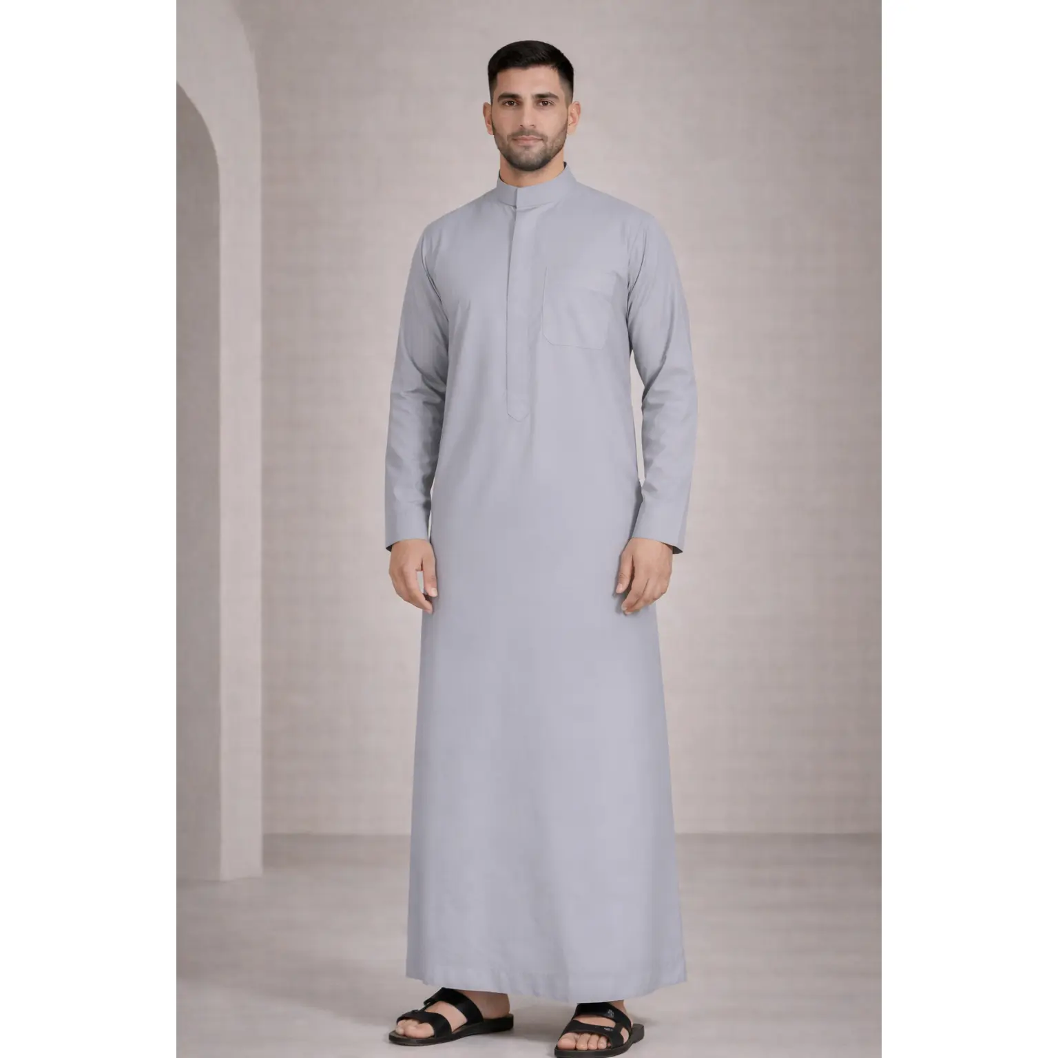 Classic Grey Saudi Thobe - Men