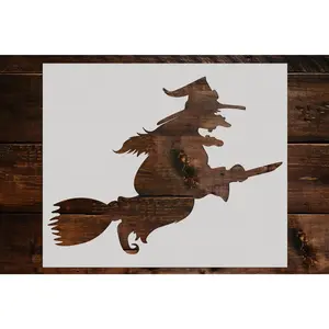 Witch on a Broom Stencil - Art and Wall Stencil