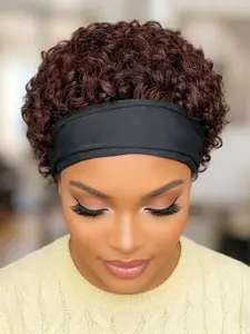 Headband Wig Human Hair Wigs for Women, Pixie Cut Wig Short Curly Wigs, 150% Density 6 Inch, Stylish & Comfortable Design