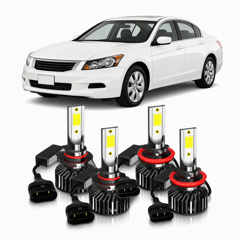 For Honda Accord 2008 2009 2010 2011 2012 2013 2014 2015 4x led headlight hi/lo beam bulbs kit Vehicle Upgraded Enhance Precise Fit Low Beam