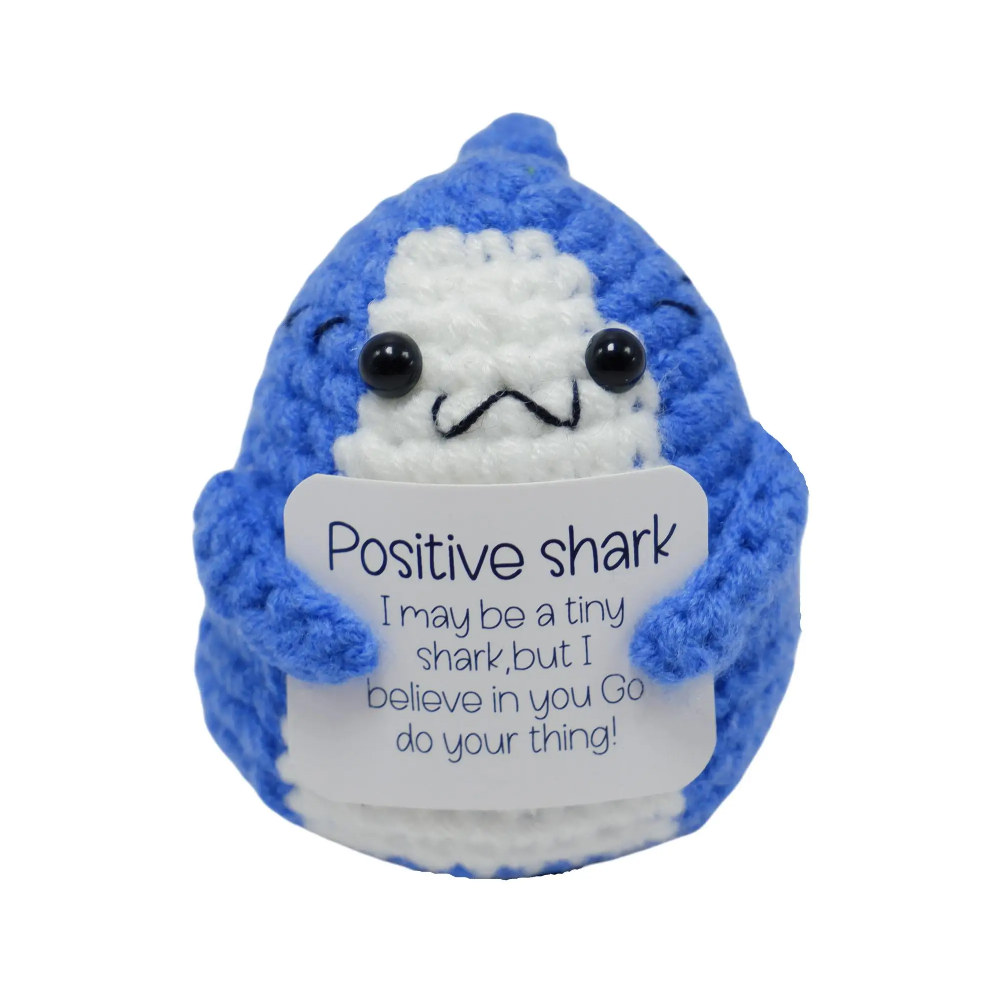 Cute Crochet Shark, Handmade Crochet Shark with Emotional Support Card, Unique Gift for Shark Lovers, DIY Crochet Doll for Beginners Adults, Fidget To