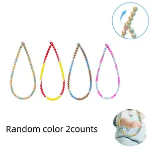 Random Color Chewable Necklace Bracelet Set, 2 Counts Colorful Elastic Necklace Bracelet, Sensory Impairment Relaxation Anxiety Relief Toy