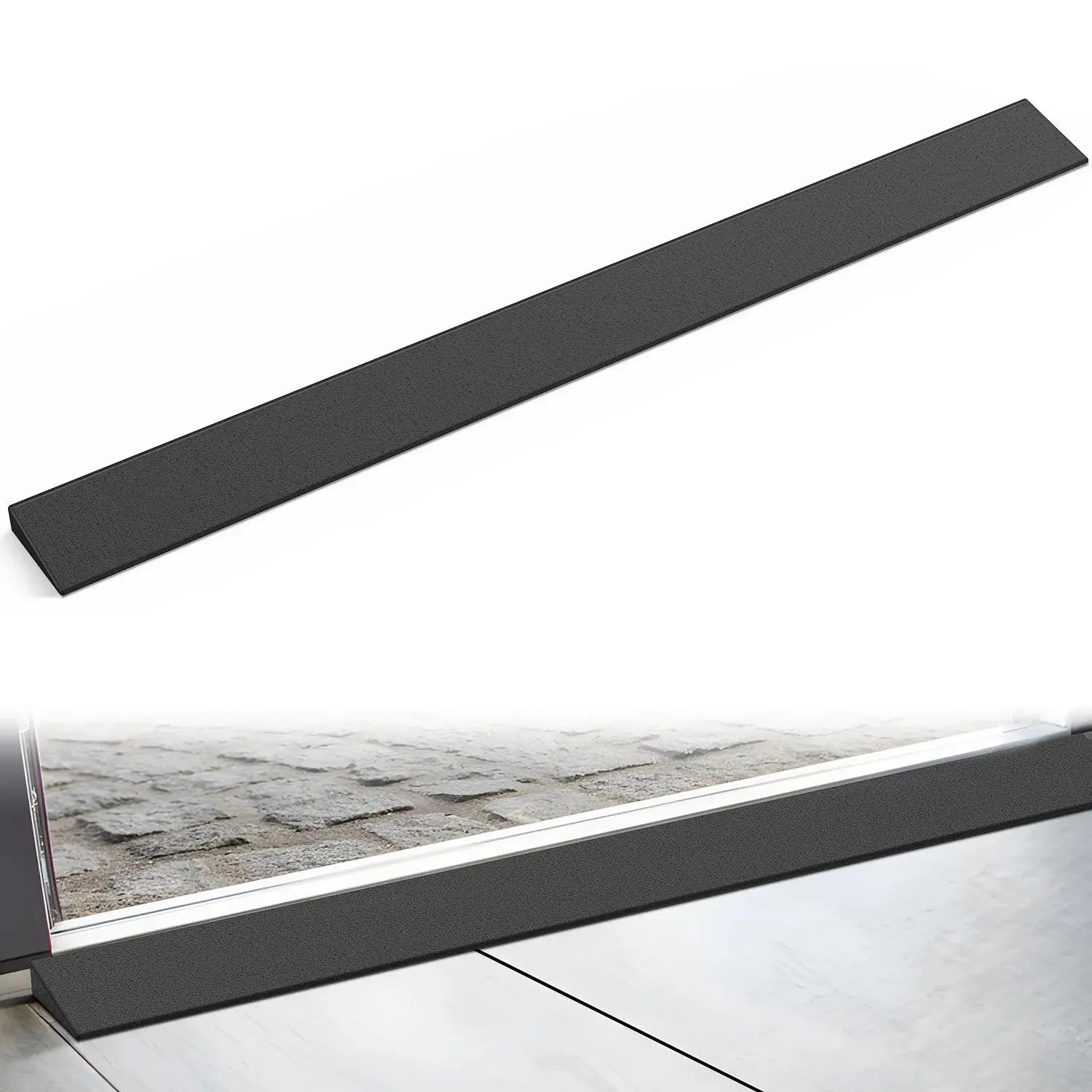 Nilight 1-In Cuttable Portable Natural Rubber Threshold Ramp, 39.4" Wide 1-In Rise Low-Profile Ramp for Curbs & Home Steps, Home Improvement Doorway Accessory with Immediate Stability & Reliable Access, Eco-Friendly Rubber