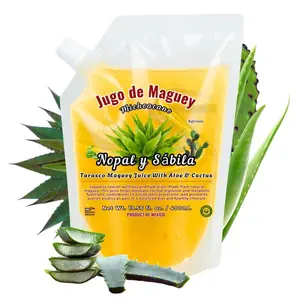 Maguey Juice Nopal Y Sabila - Jugo De Maguey Michoacano Extract 400ML | All Natural, 100% Juice | Jugo de Maguey de Michoacan, Sabor Natural El Original +Aloe Vera + Nopal - Natural Flavor - With Aloe and Nopal (Cactus)