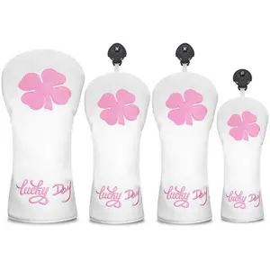 Clover Pattern Golf Head Cover, Durable Protective Case for 1-Wood, 3-Wood, 5-Wood, Ut Wood, Stylish Design, Golf Accessories, Textured Golf Cover, Golf Gear, Golf Equipment, Golf Supply