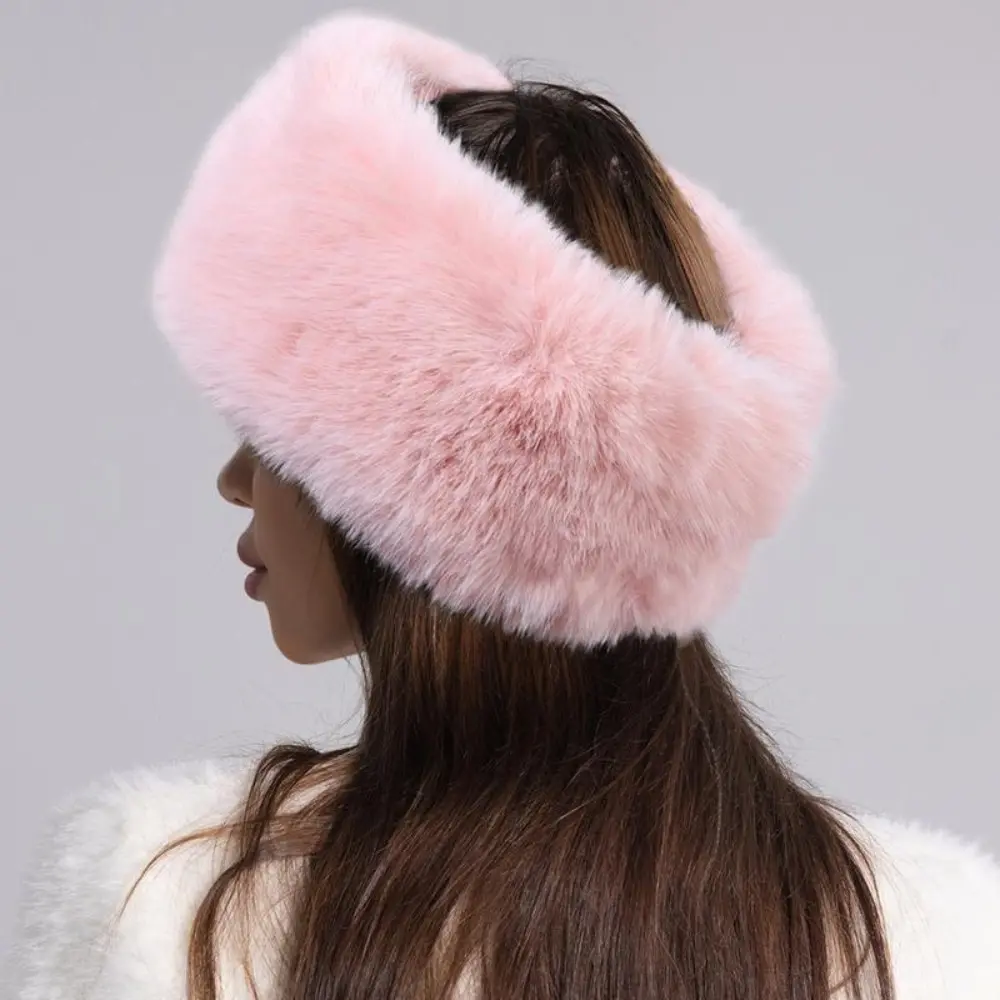 Women's 1pc Solid Black Fuzzy Headband - Female Puffy Headband, Earwarmer Hairband, Empty-Top Winter Fluffy Accessory for Cold Weather Outfits