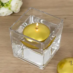 12-Pack Gold Floating Water Candles, 3" Unscented Dripless Wax Discs for Home Decor Centerpieces