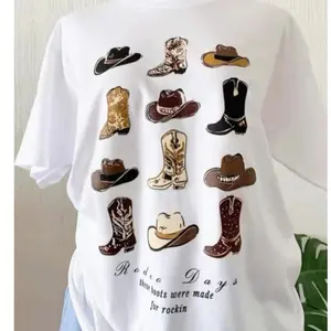 Rodeo Days Cowboy Boots Graphic T-Shirt, Western Cowgirl Tee, Vintage Country Shirt, Cowboy Hat Graphic Tee, Oversized Western Fashion Top